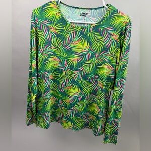 Lands' End Tropical Swim Shirt Rash Guard - Women’s Large (14-16)